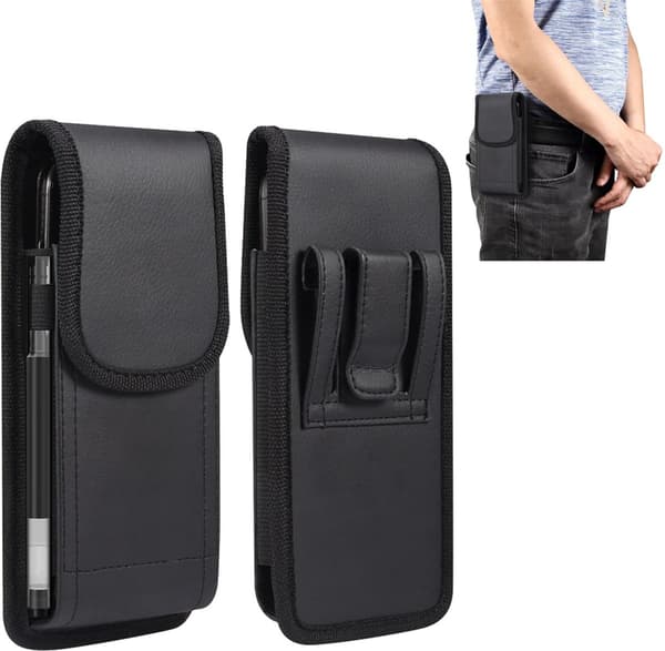Mavetaske, 2-pak, 17x8,5x2cm, Bælteklips, til Telefon, Sort, til Vandring