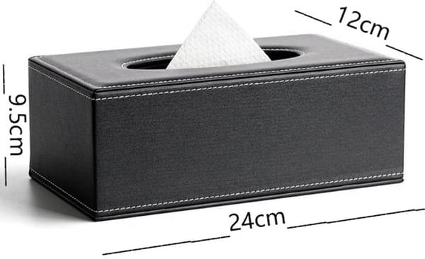 Rektangulær Servietboks-holder, PU-læder med magnetisk bund, til hjemmekontor, hotel, restaurant, sort 24 x 12 x 9 cm