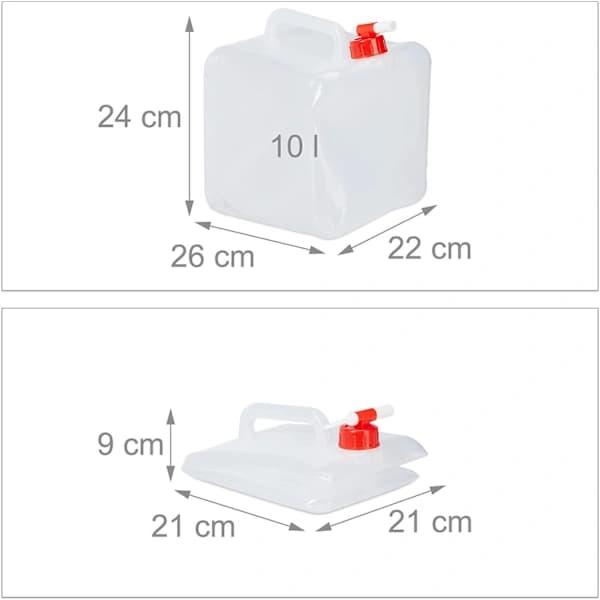 2-PACK 10L Bärbar Hopfällbar Vattendunk med Kran