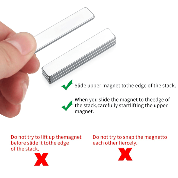 [QD] 4 stk. Neodymmagneter, 50x10x3 mm Super Rektangulære Magneter Magnetisk Lim, med 4 stk. dobbeltsidet tape