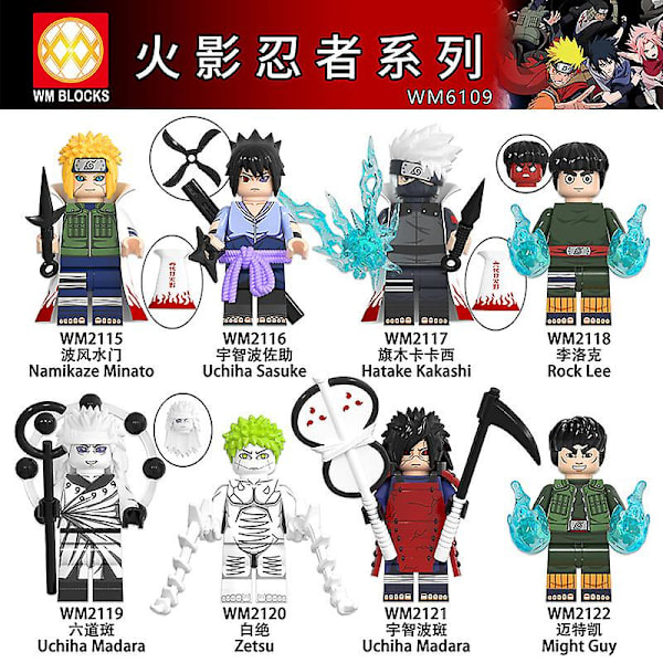 QU/Naruto byggeklods minifigur Seks Veje Madara Uchiha Sasuke minifigur lille partikelmontering legetøj