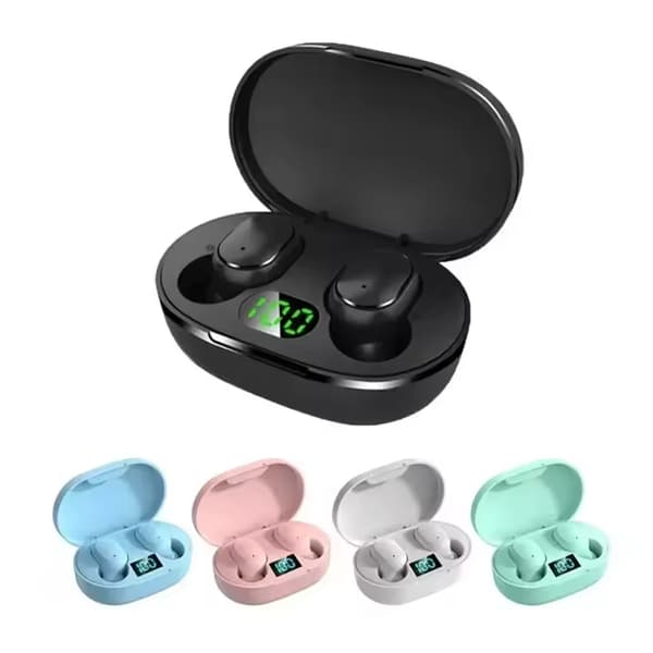 QU-TWS E6S med LED-display Audifonos auricular inalambricos true wireless bluetooth hörlurar öronsnäckor e6s green