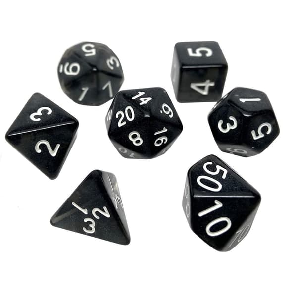 /QD/ 7-pack tärningar för Dungeons and Dragons (Svart)