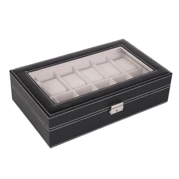/QD/Klockbox - NYHET - 12 klockor - Läder - Silver - Chic