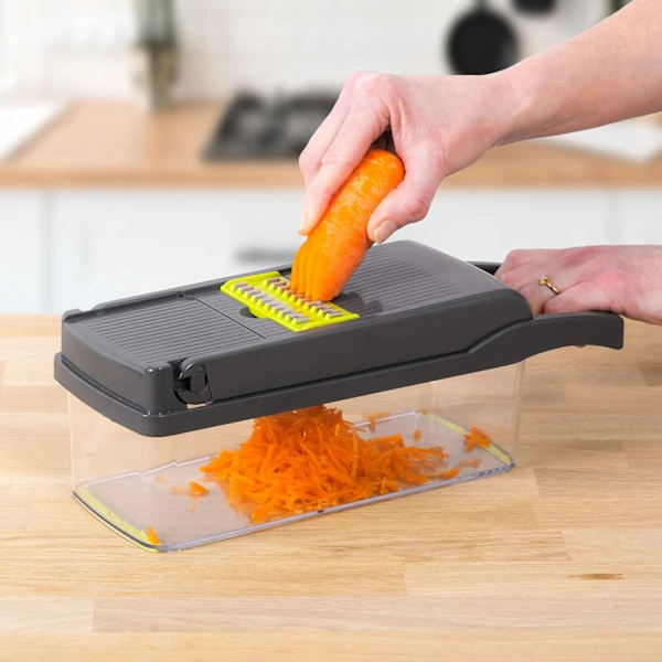 Vegetable Chopper, Multifunctional Mandoline Vegetable Slicer with Adjustable Julienne Container Kitchen Gadget for Fruit