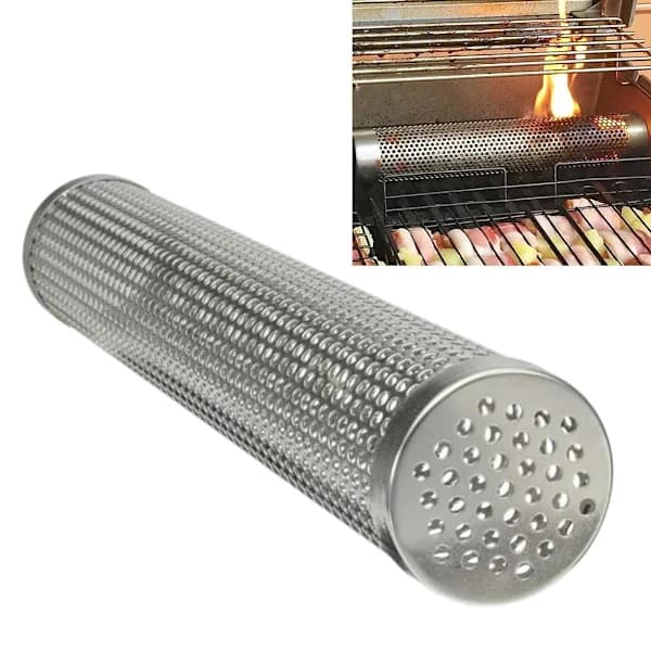 Røgrør til pillegrill, 304 rustfrit stål varm- og koldrøgsgenerator til BBQ-kødrøgning, metal 12 tommer