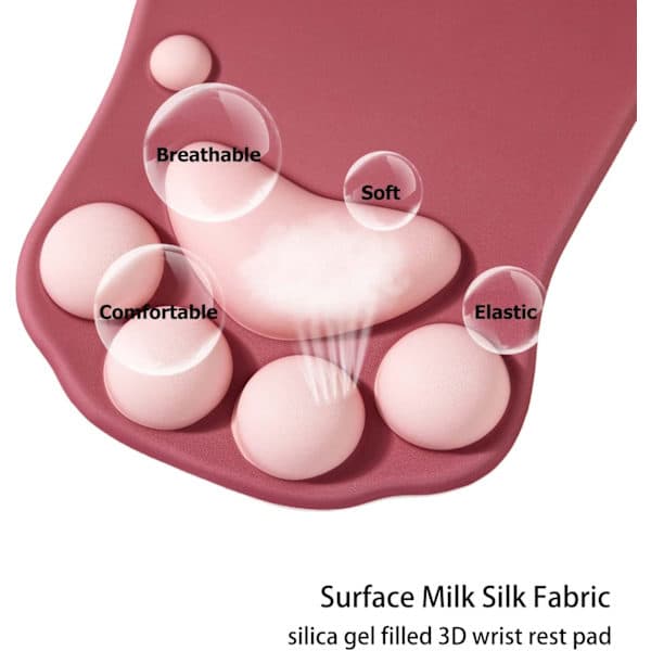 QU) Musematte med håndleddsstøtte, rød, ergonomisk musematte, Kawaii Cat M
