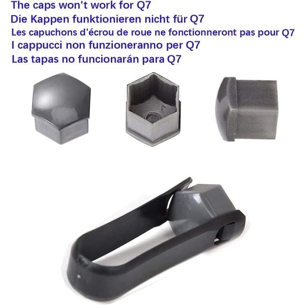 QD-20 stk Hjulmutterhetter 17mm Grå Hjulboltmutterhetter Heksagonale Mutterhetter med Bilfjerningssett