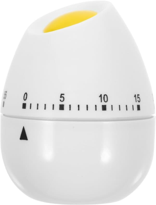 Mekanisk kökstimer äggformad vridbar nedräkningstimer för matlagning bakning klassrum studier tidshantering vit ABS 6x6x8cm