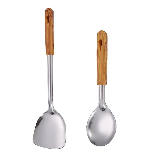 Set i rostfritt stål - 2 köksredskap - Set med nonstick Spatula  -  Rice Spoon