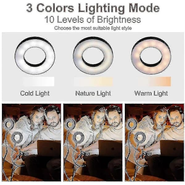 QD-Clip-on Ring Light Kompatibel med Videokonferencebelysning, USB-lampe til Laptop
