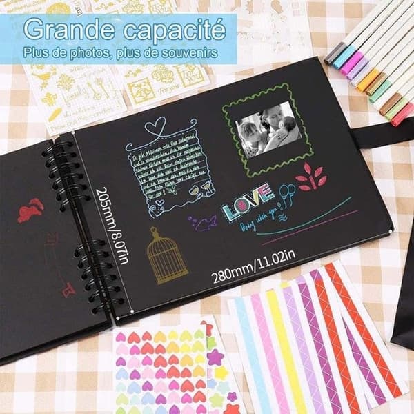 /QD/Scrapbog-fotoalbum, DIY-fotoalbum med 12 penne, 80 sider, gaver til bryllupsrejser