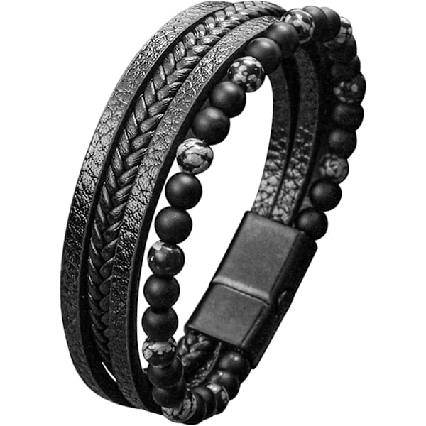 QU/Läderarmband för män, armband för män, järnhalsband för män, armband i rostfritt stål för män, vikingaarmband A1