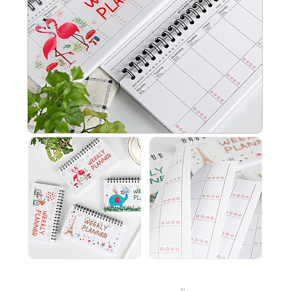 QD-4 stk Ukeplanlegger Notatbok Journal Agenda Søt Dagbok Organizer Skolemateriell Kontorrekvisita Gaver