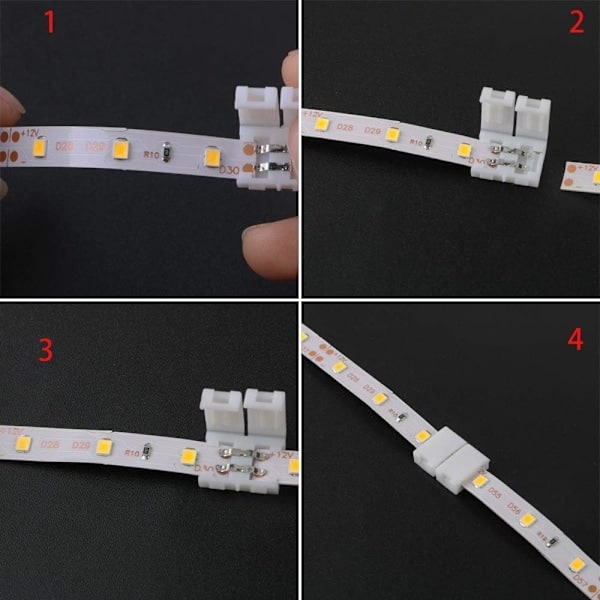 \"QD\" 10 kpl 2-nastainen LED-liitin nopea joustava nauhakaapelisovitinhyppyjohto, 10 kpl LED 8 mm