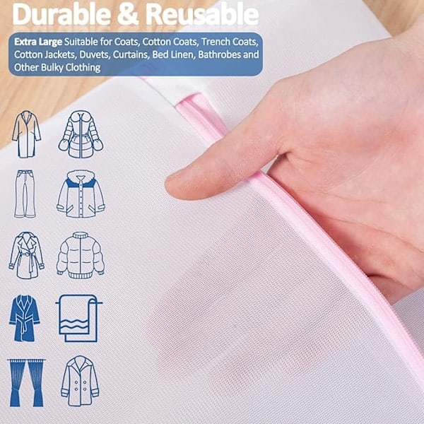 2-pack pyykkipusseja 80cm x 60cm Koko Suuri pyykkipussi Pyykki˜QD