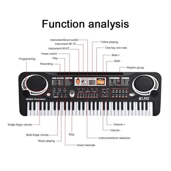 /QD/Elpiano - DUO - 61 digitala tangenter - ABS-plast - med mikrofon
