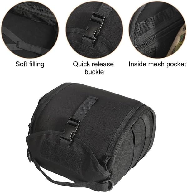 Taktisk hjälmväska, vadderad polyester med skum- och fleecefoder, nätfickor för utomhusbruk, armégrön, 32 x 23 x 15 cm