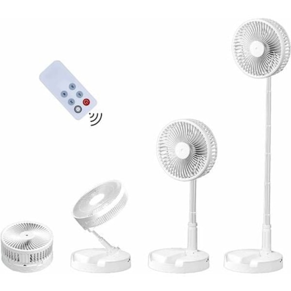 #QD#Bord- og bordventilator, bærbar og sammenklappelig, justerbar ventilator, gulvventilator, USB-opladelig ventilator, 4 hastigheder, værktøjsfri montering (7200mAh)