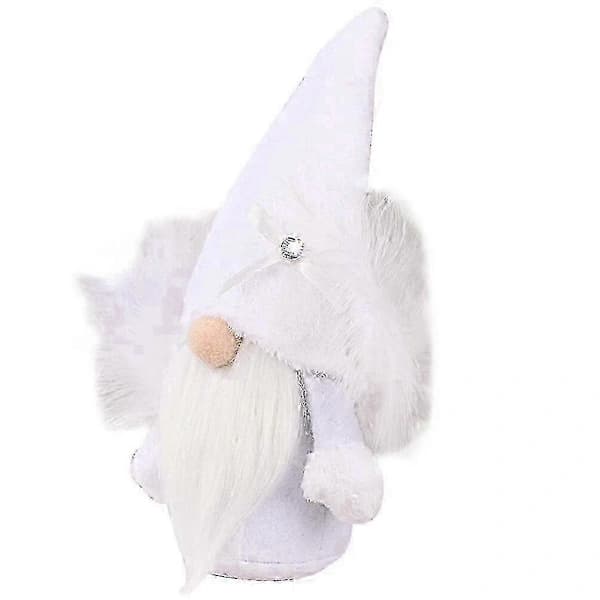 Jul Tomte Docka Ängel Tema Tomte Docka Dekorativ Tomte Docka Julgransprydnad Vit 24CM
