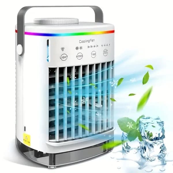 Bærbar Mini Luftkøler USB AC / Aircondition Ventilator Luftfugter, 4 Vindhastigheder