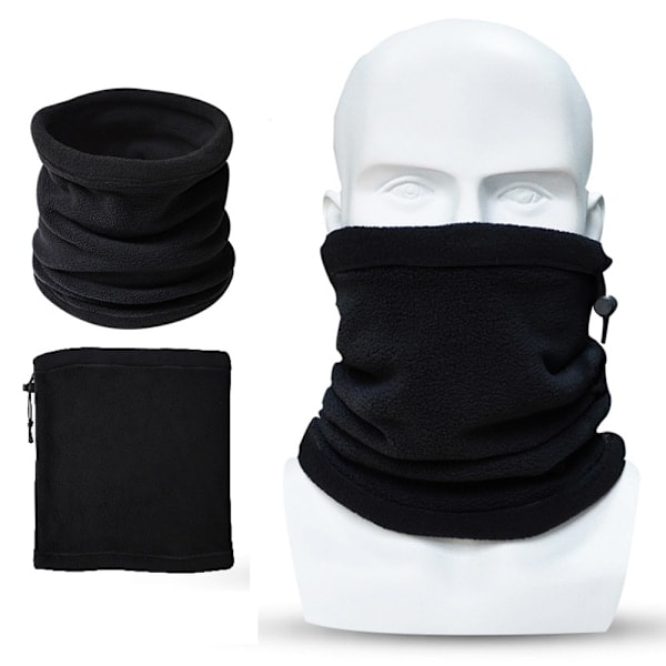 QD-Halstørklæde, Halsvarmer, fleece, snøre, Sort