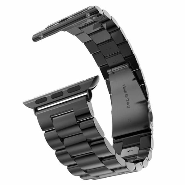 Apple Watch 38/40/41 1/2/3/4/5/6/7/SE Ruostumaton Teräs Metallinen Musta_qq