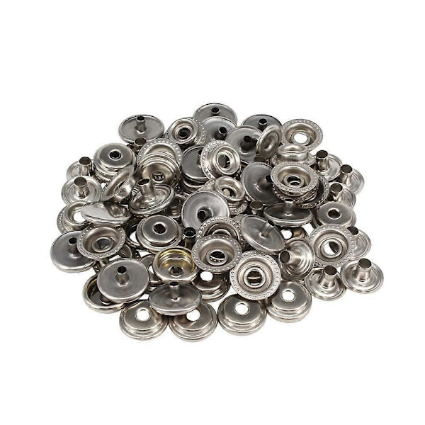 100 stk. trykknapper i rustfritt stål, 15 mm kraftige trykknapper for jeans, stoffjakker, klær, vesker, lær, DIY-håndverk