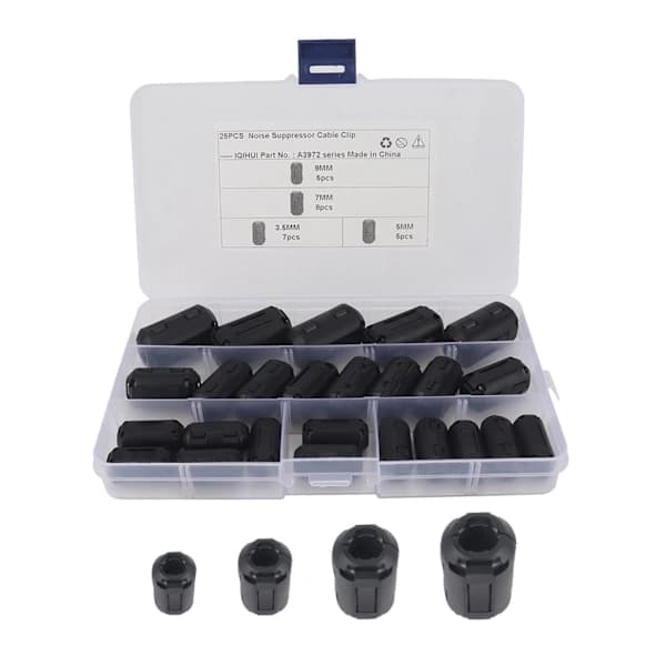25 x Clip On Clamp Ferritkerne Ring Kit Kabelklemme til Bil DVR