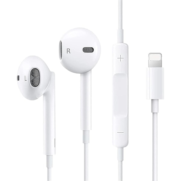 Apple Kablede Hovedtelefoner til iPhone - In-Ear Hovedtelefoner med Lydstyrkekontrol og Mikrofon, Kompatible med iPhone XS-14 Pro Max*QN