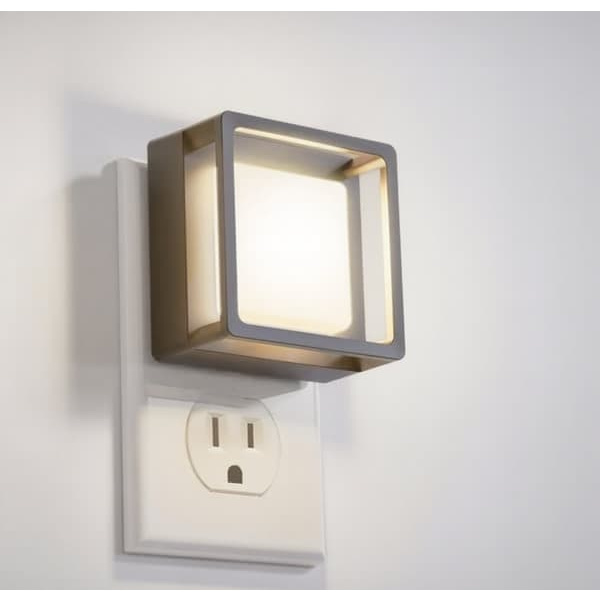 2x Night Light with Sensor – EU Plug – Dimmable Wall Lights – Geometric Design – Warm White Light – Modern Decor