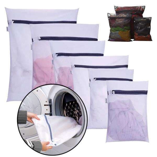 5 Laundry Bags in Two Sizes - Organize and Protect White Vit white