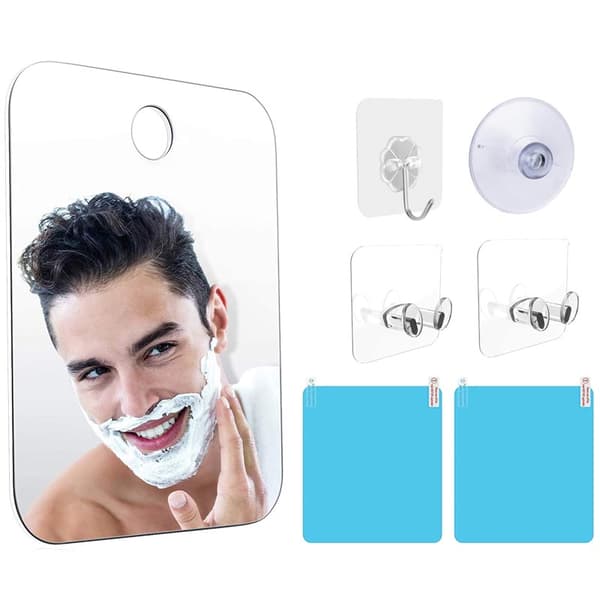 Wall-Mounted Shower Mirror with Hook and Anti-Fog