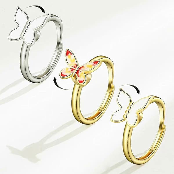 Angstring mod sommerfugl Angstring Roterende Justerbar Stress Relief Ring Valentinsdag Da ()