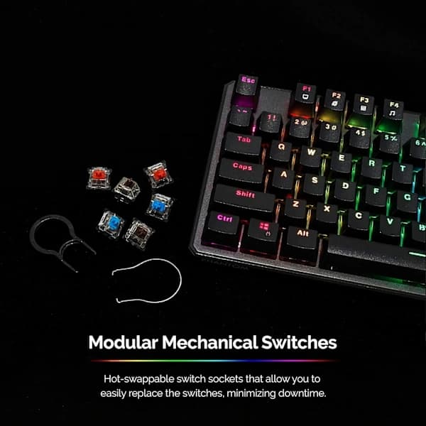 Tecware Phantom 87 Näppäimen Mekaaninen Näppäimistö, RGB LED, Outemu