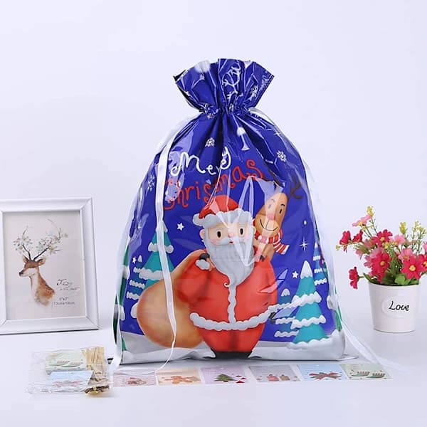 15-pack stora presentpåsar med dragsko för julklappar 30x40cm