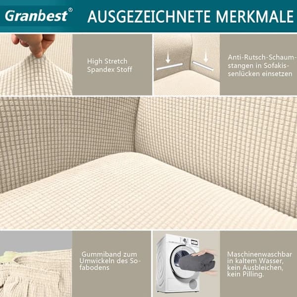 Beige 3-seters moderne sofatrekk, i Jacquard, elastisk, for