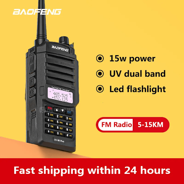 QD+Walkie Talkie 15W 8000mAh Baofeng UV 9R Plus Ham radio IP67 Vandtæt UHF VHF 10 20KM To-vejs Radio 230823