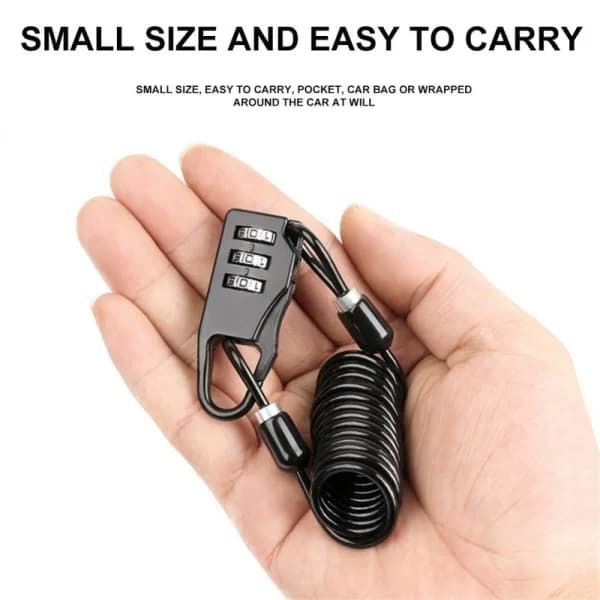 Helmet Lock Portable Steel Cable Lock 3-Digit Password Combination