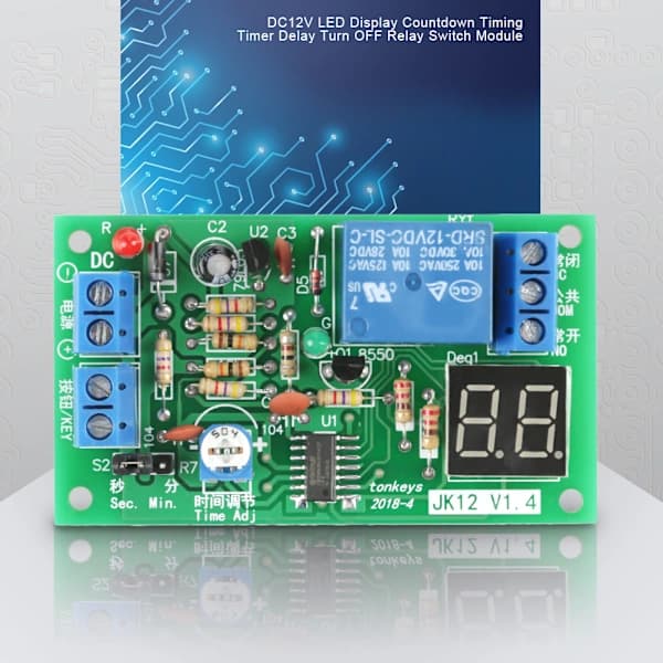 DC12V LED-display nedtællingstimer forsinkelsesafbryderrelæmodul