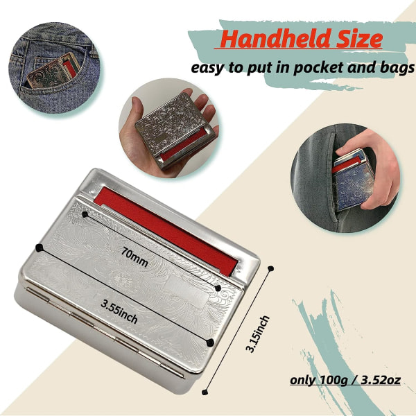 Rullemaskine Metal Rød Tissue Automatisk Cigaret Tobak Rulle[qu)