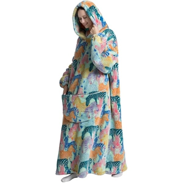 [QD] Förlängd Hoodie-filt, Överdimensionerad Ultra Mjuk Varm Bärbar Huvtröja Filt, One Size Passar Alla Vuxna Män Kvinnor