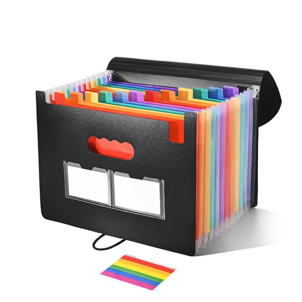 Expandable Folder with 13 Pockets, Rainbow Accordion Folder with Secure Cord Closure 315