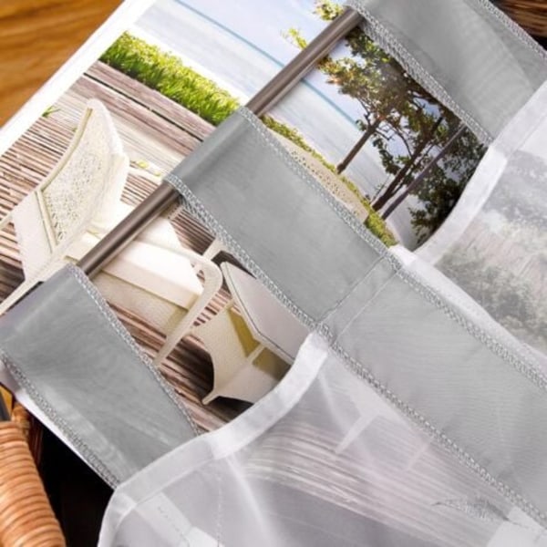 QQU-Fönster Broderi Hissgardiner Skira Gardiner Dekoration för Sovrum Balkong Kök, Grå, 80cmx140cm