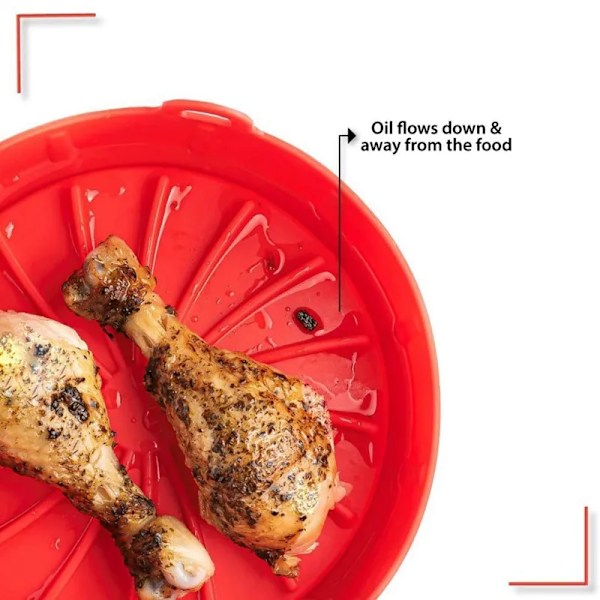 QU.Air Fryer Silikone Gryde Bagekurv Pizza Plade Grill Gryde Køkken Kage Madlavningsværktøj Til Fest Airfryer Friture Tilbehør