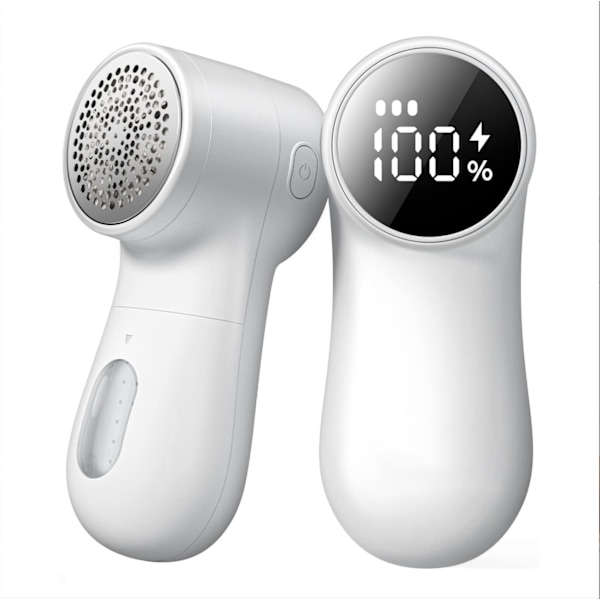 Intelligent Digital Display Fnugfjerner Fuzz Piller Bobler Trimmer til Tøj og Møbler Hvid (1 stk)