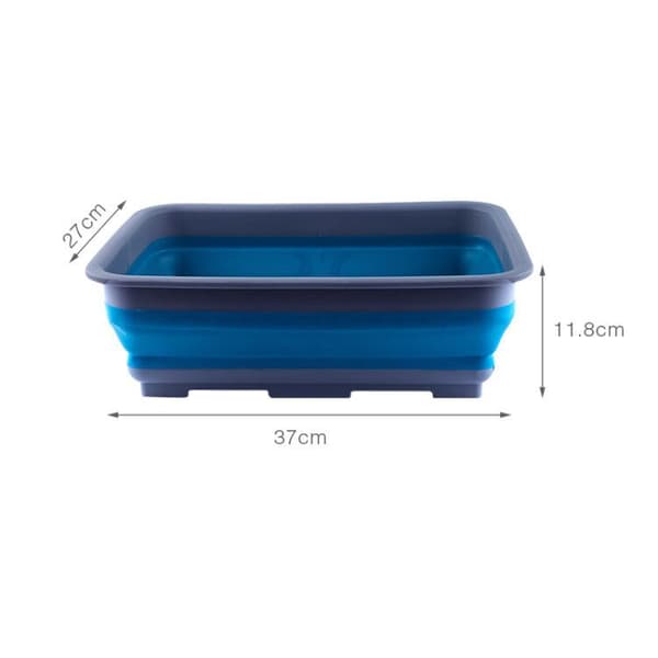 Hopfällbar diskbalja 10L bärbart tvättfat med hållbar plastbas för camping, husbil, utomhusbruk, kök, hem, blå