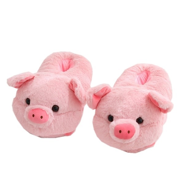 [QD] Damtofflor Söta Gristofflor Tecknade Tofflor Djurtofflor Varma Tofflor sjx Storlek 36-44 samma Rosa A