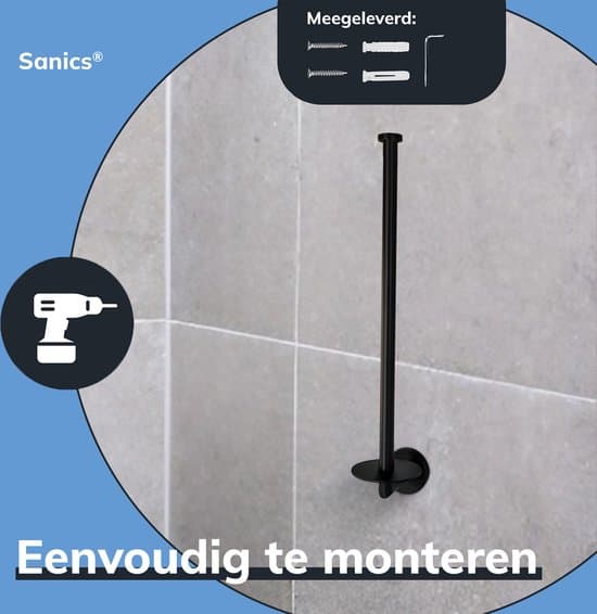 Sanics Toiletpapirholder til vægmontering, rustfrit stål reserverulleholder til 3 ruller, rustfri matsort badeværelsesorganizer