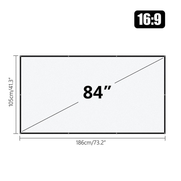 QD-16:9 84 tum Bärbar Projektorduk Vikbar HD Filmduk Hemmabio Kontor